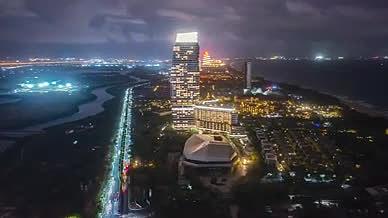 4k航拍三亚海棠湾城市夜景风光视频的预览图